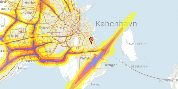 Trafikstøjkort på Greisvej 28, 1. tv, 2300 København S