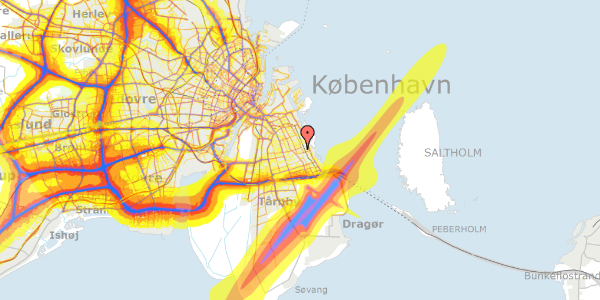 Trafikstøjkort på Greisvej 122, 2300 København S