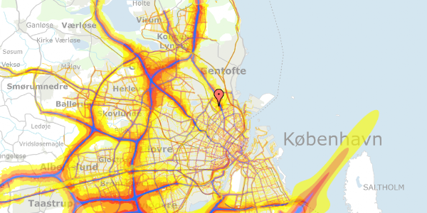 Trafikstøjkort på Gribskovvej 21, 1. th, 2100 København Ø