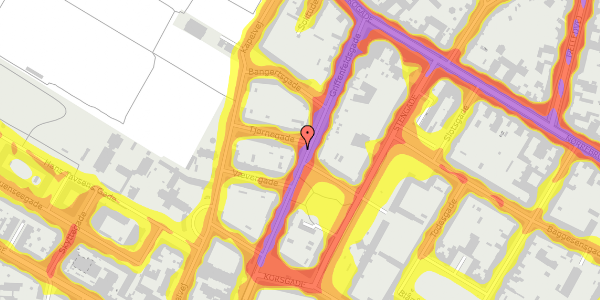 Trafikstøjkort på Griffenfeldsgade 24A, 1. mf, 2200 København N