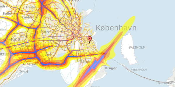 Trafikstøjkort på Grækenlandsvej 9, 1. th, 2300 København S