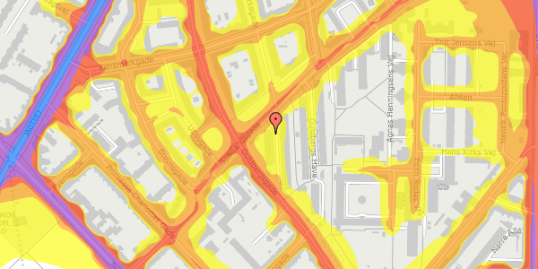 Trafikstøjkort på Guldbergs Have 20, 3. th, 2200 København N