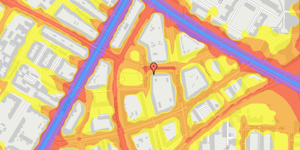 Trafikstøjkort på Guldbergs Plads 10, 2. th, 2200 København N