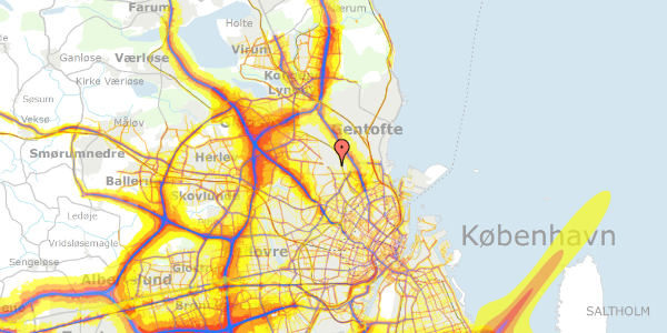 Trafikstøjkort på Gulkløvervej 20, 2400 København NV