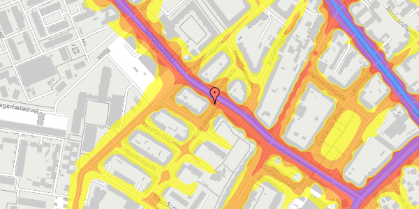 Trafikstøjkort på Gullandsgade 2, 1. th, 2300 København S