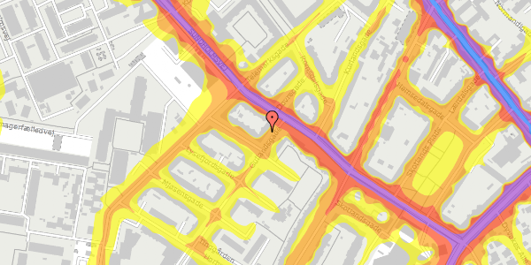 Trafikstøjkort på Gullandsgade 4, 1. tv, 2300 København S