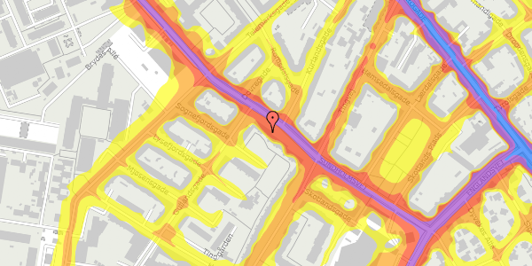 Trafikstøjkort på Gullandsgade 5, 1. th, 2300 København S