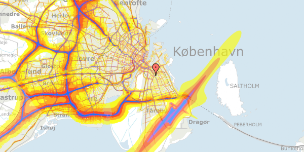 Trafikstøjkort på Gullandsgade 9, 2. th, 2300 København S