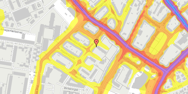 Trafikstøjkort på Gullandsgade 11, kl. , 2300 København S