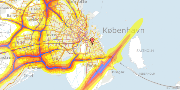 Trafikstøjkort på Gullandsgade 15, 1. tv, 2300 København S