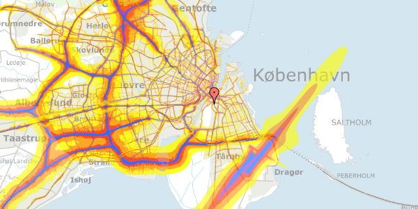 Trafikstøjkort på Gullfossgade 9, st. th, 2300 København S