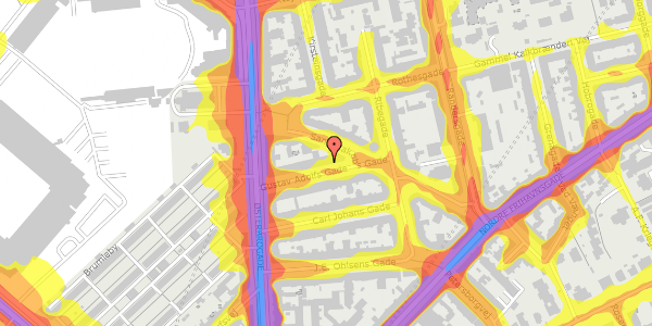 Trafikstøjkort på Gustav Adolfs Gade 5, st. th, 2100 København Ø