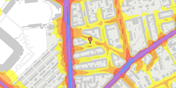 Trafikstøjkort på Gustav Adolfs Gade 5, 3. tv, 2100 København Ø