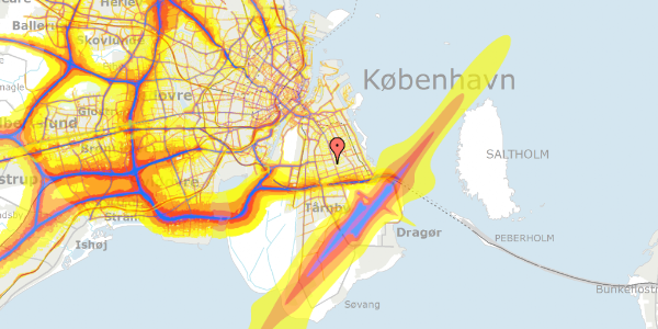 Trafikstøjkort på Gyldenrisvej 19, 2300 København S