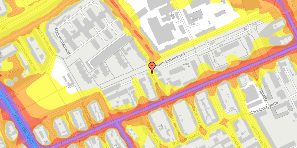 Trafikstøjkort på Halgreensgade 13, 1. tv, 2300 København S