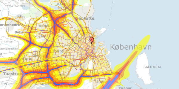 Trafikstøjkort på Hallinsgade 25, 2100 København Ø