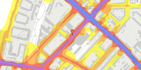 Trafikstøjkort på Hamletsgade 8, 1. 68, 2200 København N