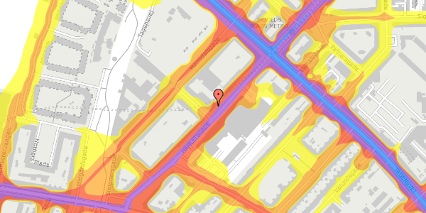 Trafikstøjkort på Hamletsgade 8, 1. 75, 2200 København N