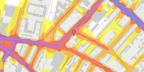 Trafikstøjkort på Hamletsgade 17, 2. tv, 2200 København N