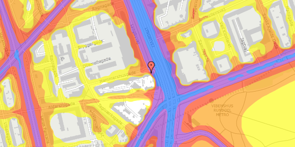 Trafikstøjkort på Hammershusgade 3, 2. th, 2100 København Ø