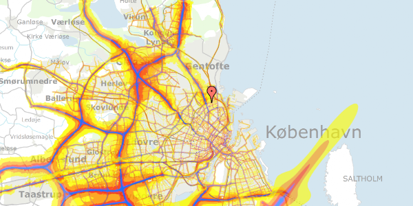 Trafikstøjkort på Hans Knudsens Plads 1, 3. 434, 2100 København Ø