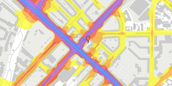 Trafikstøjkort på Haraldsgade 4, st. th, 2200 København N