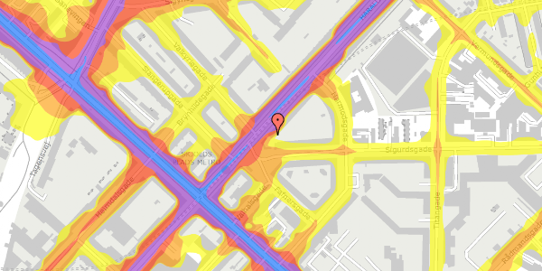 Trafikstøjkort på Haraldsgade 8, 4. th, 2200 København N