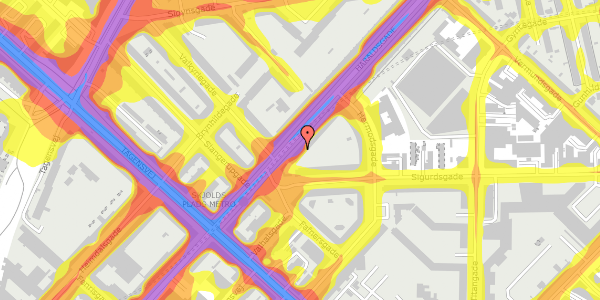 Trafikstøjkort på Haraldsgade 10B, 1. tv, 2200 København N