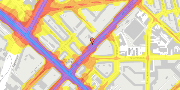 Trafikstøjkort på Haraldsgade 13, 2. th, 2200 København N