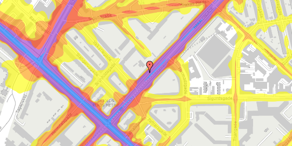 Trafikstøjkort på Haraldsgade 15, 1. tv, 2200 København N