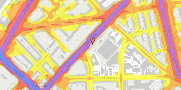 Trafikstøjkort på Haraldsgade 24, 4. tv, 2200 København N