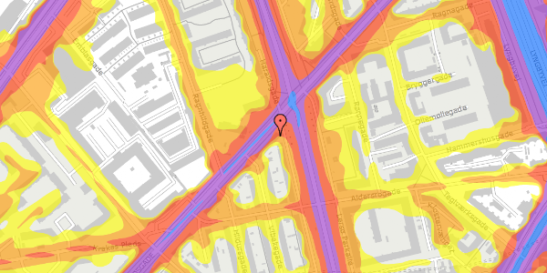 Trafikstøjkort på Haraldsgade 64, 2. th, 2100 København Ø