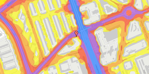 Trafikstøjkort på Haraldsgade 108, kl. , 2100 København Ø