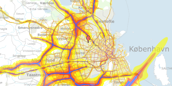 Trafikstøjkort på Havdrupvej 36A, 1. th, 2700 Brønshøj