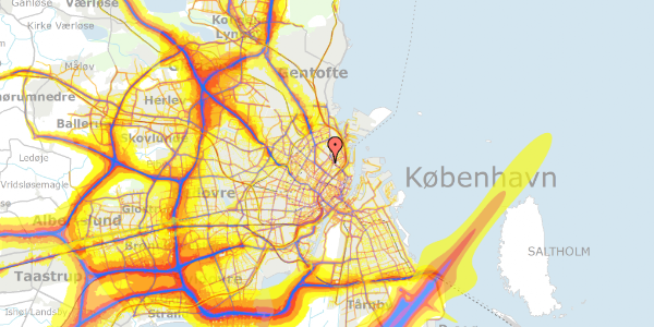 Trafikstøjkort på Hedemannsgade 3A, 1. th, 2100 København Ø