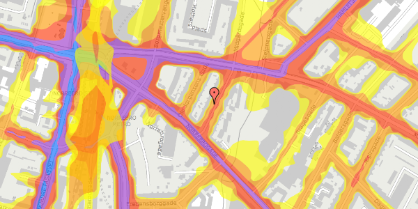 Trafikstøjkort på Heimdalsgade 5, 4. th, 2200 København N