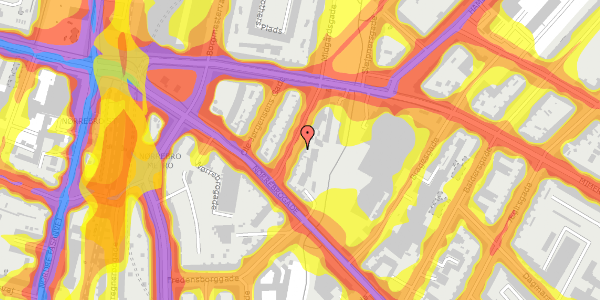 Trafikstøjkort på Heimdalsgade 8, 3. th, 2200 København N