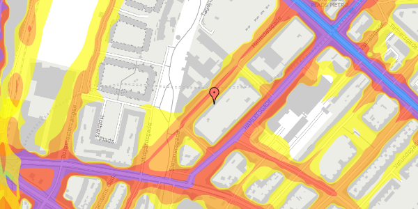 Trafikstøjkort på Heimdalsgade 28B, 1. th, 2200 København N