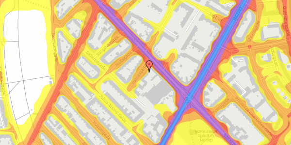 Trafikstøjkort på Heinesgade 3, 3. th, 2200 København N