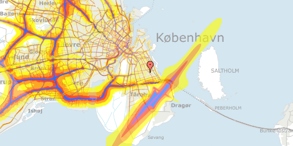 Trafikstøjkort på Helikonsvej 12A, 2300 København S