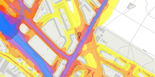 Trafikstøjkort på Hellebækgade 3, 1. tv, 2200 København N