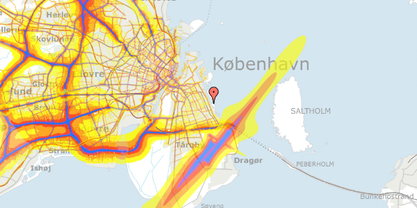 Trafikstøjkort på Hellelidenvej 14, 2300 København S