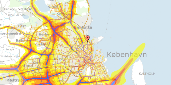 Trafikstøjkort på Helsingborggade 8A, st. th, 2100 København Ø