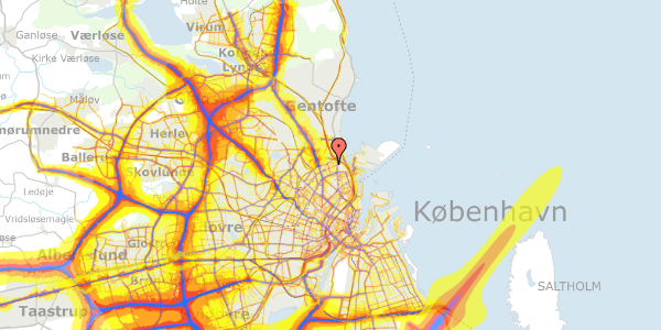 Trafikstøjkort på Helsingborggade 8A, 2. th, 2100 København Ø