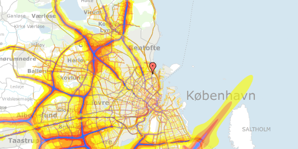 Trafikstøjkort på Helsingborggade 8B, 1. th, 2100 København Ø