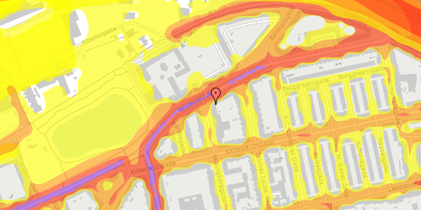 Trafikstøjkort på Helsingborggade 26, 3. th, 2100 København Ø