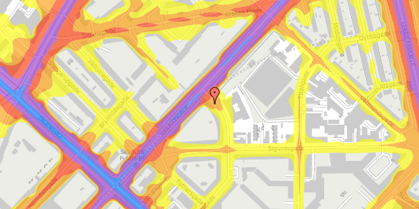 Trafikstøjkort på Hermodsgade 35, 1. th, 2200 København N