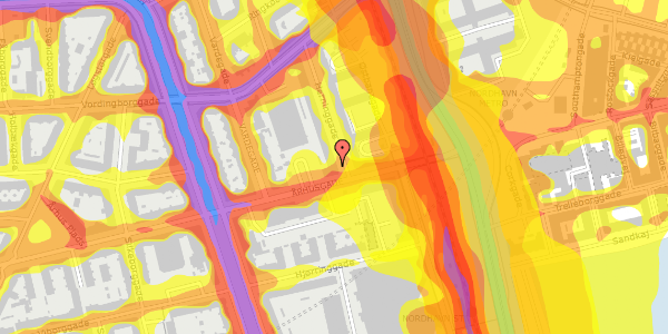 Trafikstøjkort på Herninggade 1, 1. th, 2100 København Ø