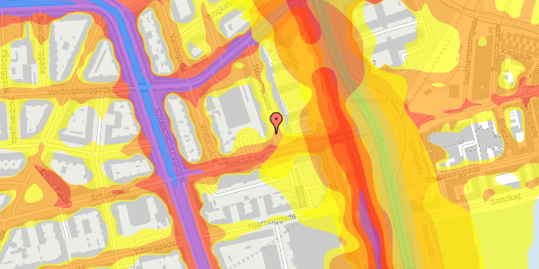 Trafikstøjkort på Herninggade 3, 4. th, 2100 København Ø