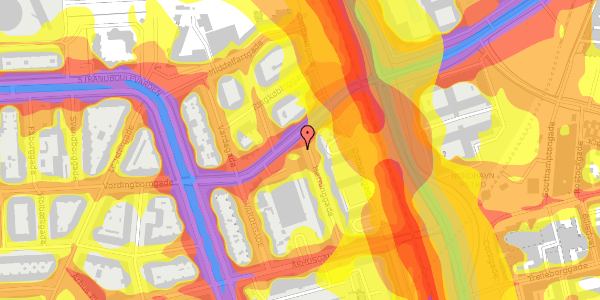 Trafikstøjkort på Herninggade 23, 2. th, 2100 København Ø